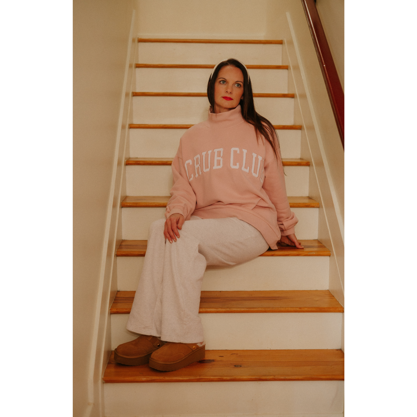 The Vitals Varsity Mock Neck- Blush