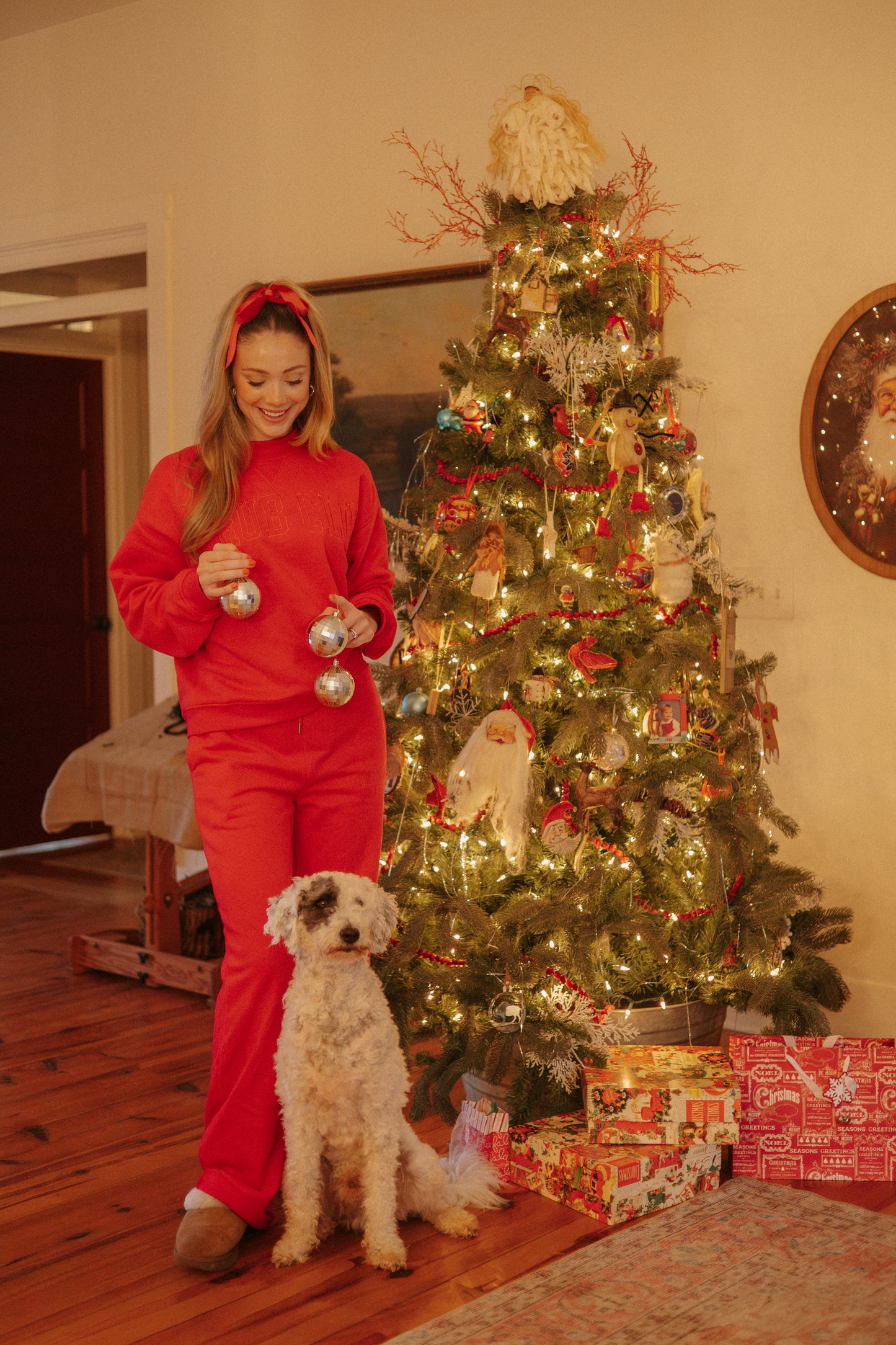 Retro Red Wide-Leg Sweatpant