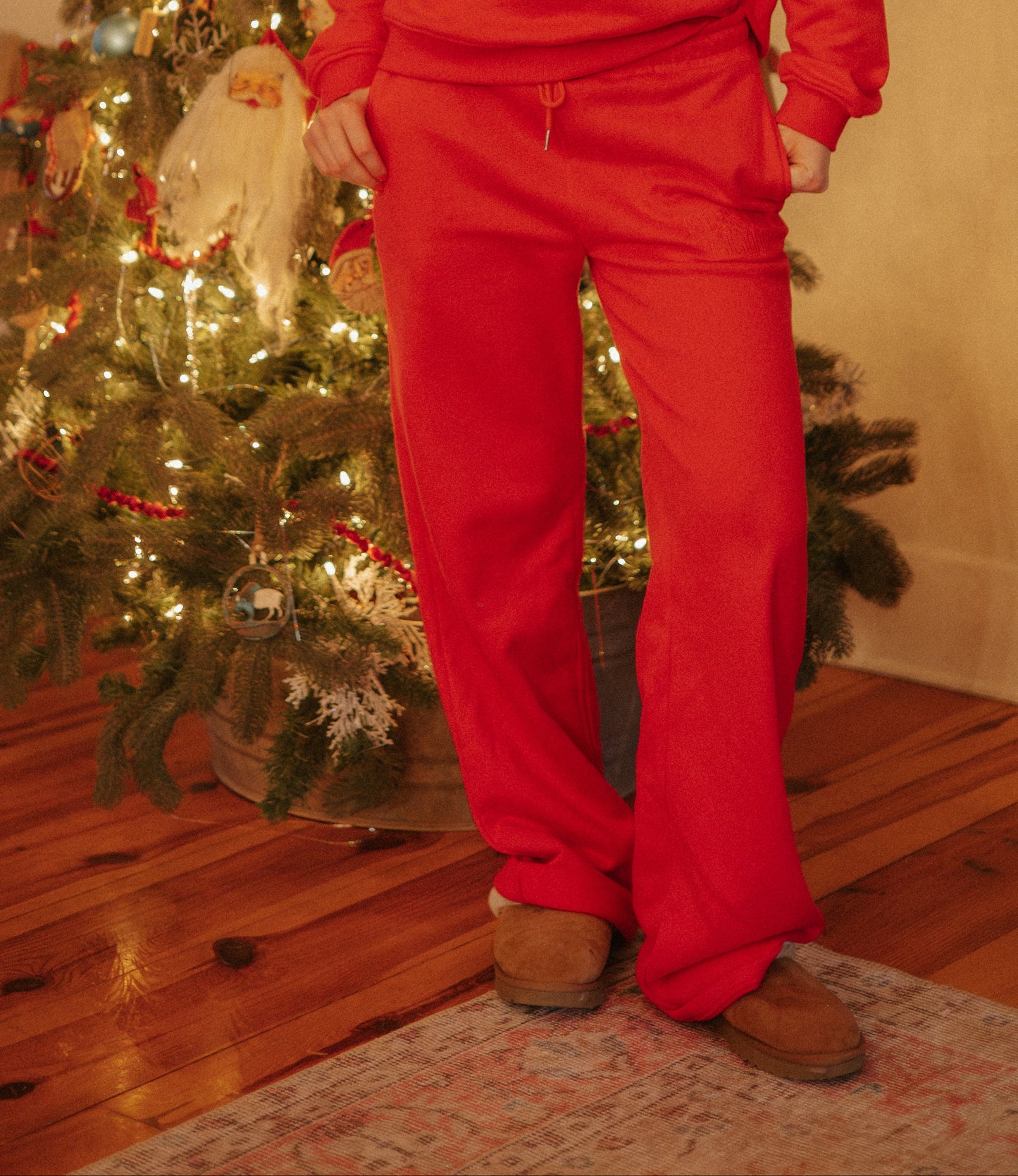 Retro Red Wide-Leg Sweatpant