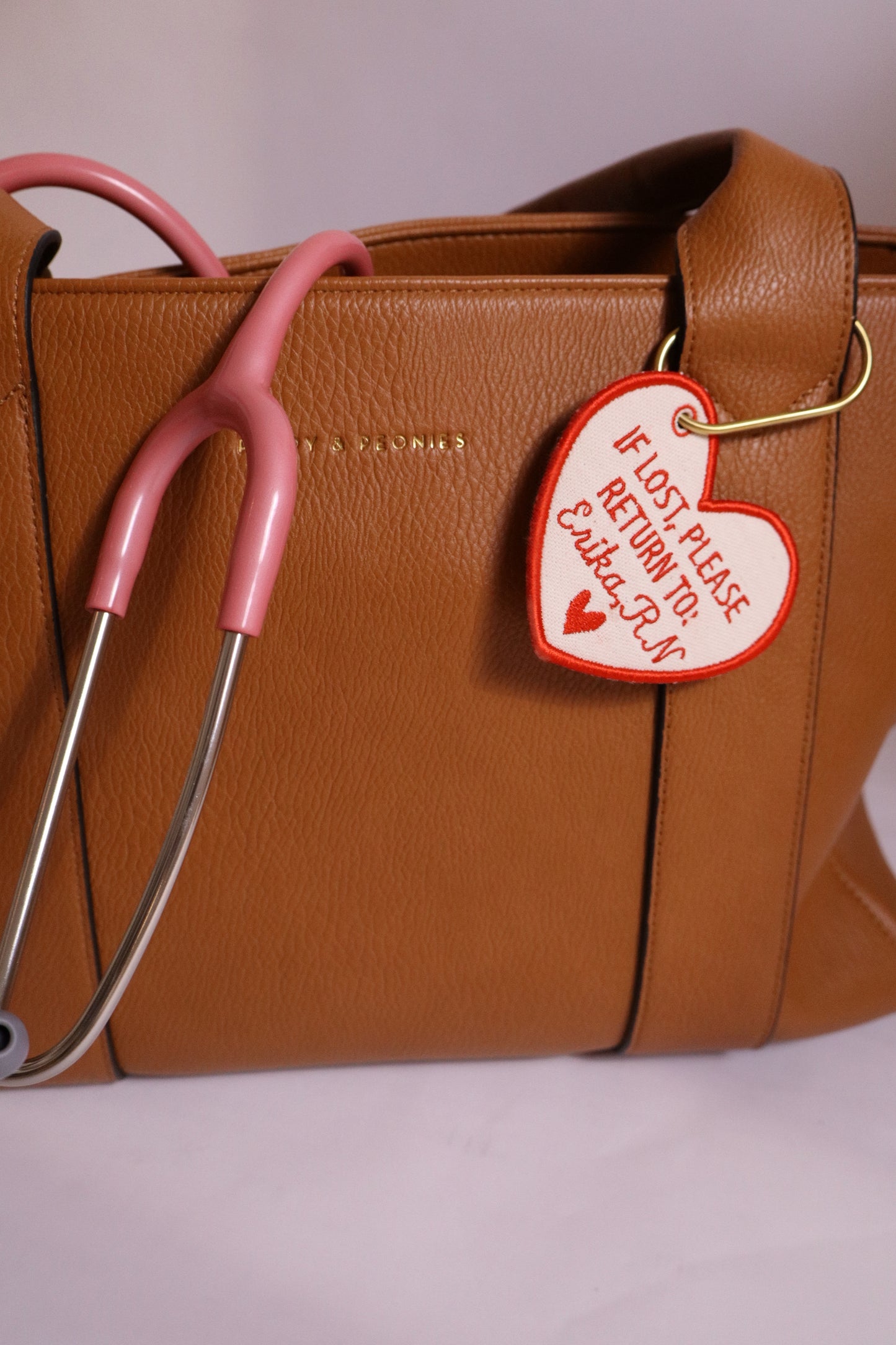 "If Lost, Please Return To” Heart Bag Charm